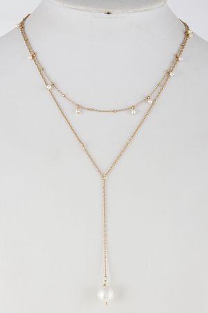 Multi Layered Necklace With Faux Pearl 6FBG7